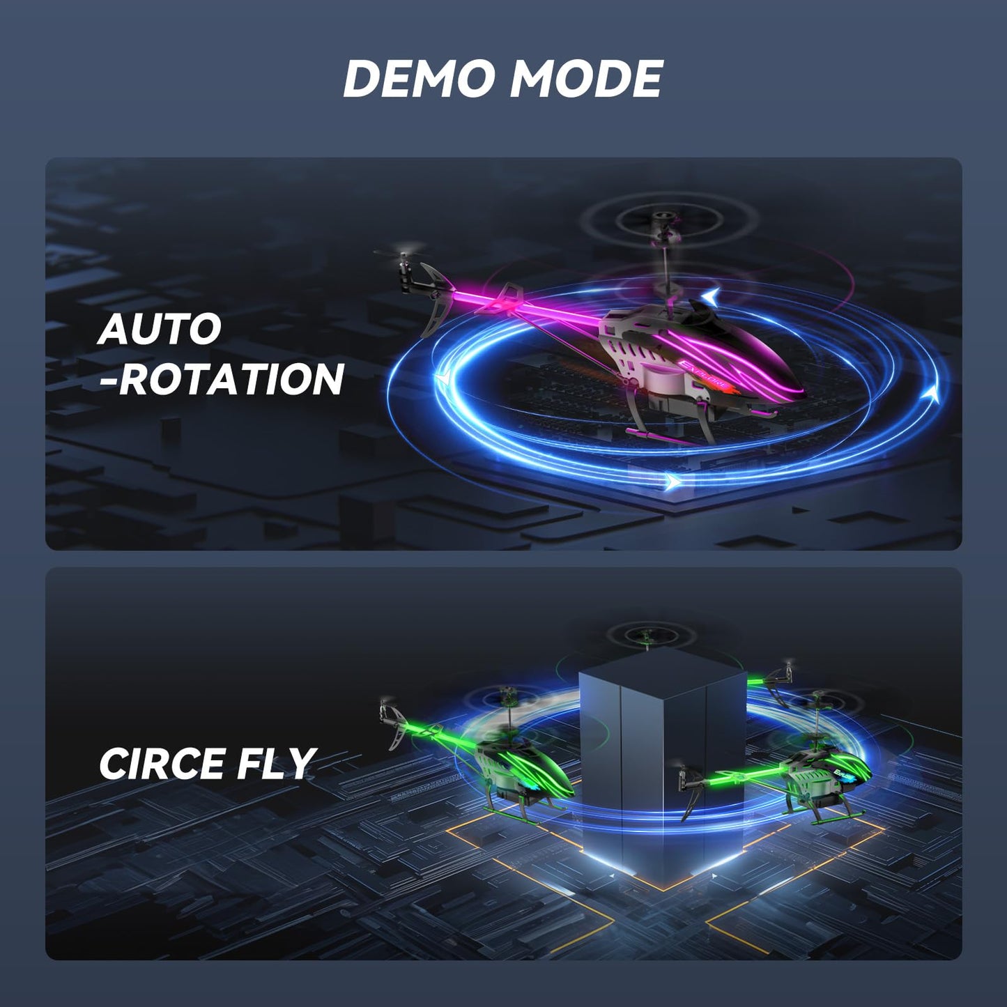 Bussgo Rc Helicopter, Remote Control Helicopter For Kids With 30Mins Flight(2 Batteries), 7+1 Led Light Modes, Altitude Hold, Rc