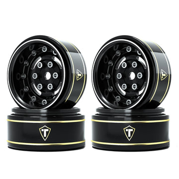 Treal 1.0 Beadlock Wheels Deep Dish Rims (4P) For Scx24 Ax24 Fcx24 Trx4M 1/24 1/18 Crawler Car-Type F(Black)