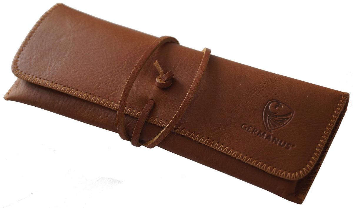 GERMANUS Leather Pencil Case Strap  Made in EU, Brown, Pencil Case Strap
