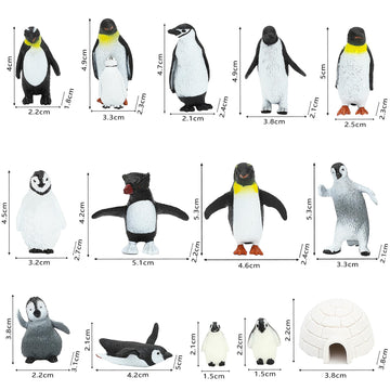ONEST 14 Pieces Mini Penguin Figurines Toy Set Realistic Arctic Animals Toys Penguins Cake Toppers Polar Small Penguin Figures f