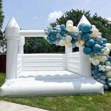 Inflatable White Bounce House Castle, 13x13x10ft Large Jumper PVC Bouncy House with Blower for Toddler Kids and Adults Indoor or