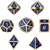 Set of 7 Metal Dice Set with Storage Box - Royal Blue with Gold Numbers - Includes D4, D6, D8, D10, D12, D20 and D% by SciencePu