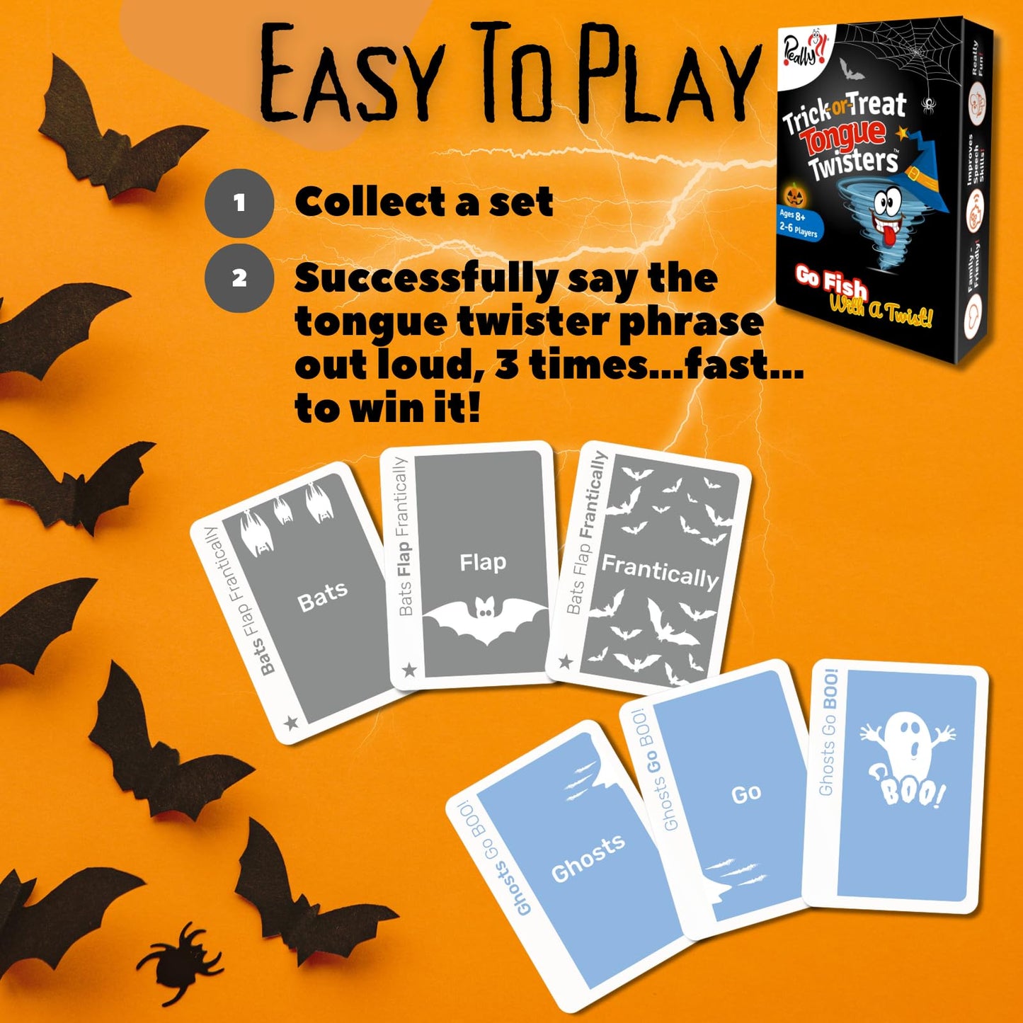 Really?! Trick Or Treat Tongue Twisters Card Game, Halloween Party Games For Kids And Adults, Fun Travel Size, Educational Famil