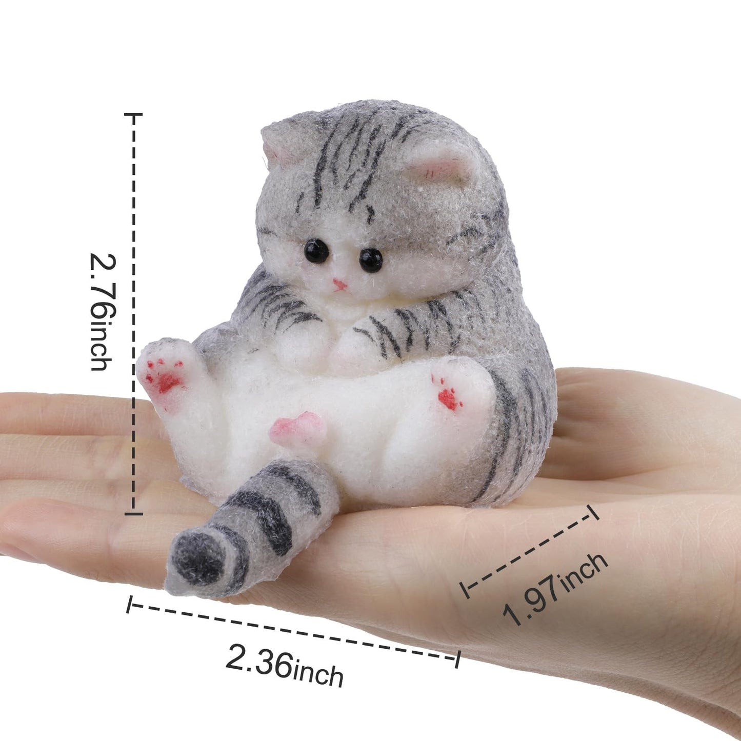Taba Squishy Cat Kit - Soft Silicone Fat Kitty Toys For Kids Party Favors (Gray)