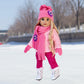 - Ice Skating Fun - 6 Piece Outfit Fits 18 Inch Doll - Pink Fleece Blouse With Stretchy Leggings, Hat, Scarf, Mittens And White Ice Skates - (Doll Not Included)