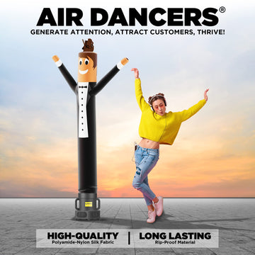 LookOurWay Air Dancers Inflatable Tube Man Set - 7ft Tall Wacky Waving Inflatable Dancing Tube Guy with Weather Resistant Blower - Wedding Bridal Tux Theme - Groom