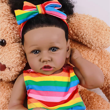 Maihao Reborn Baby Dolls Black Girl With Soft Body African American Real Life Babies Girl That Look Lifelike Newborn Baby Open E