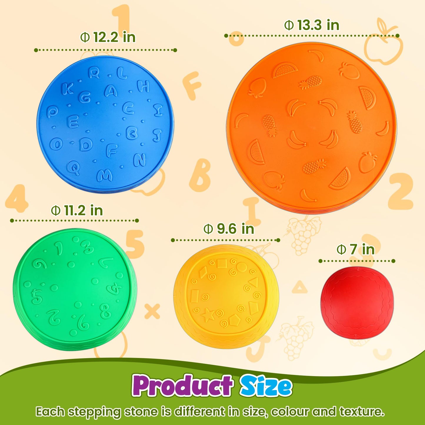 Astrell Stepping Stones For Kids - Colourful Durable Non-Slip Toddler Stepping Stones Outdoor Play - Balance Beam For Kids, Indo