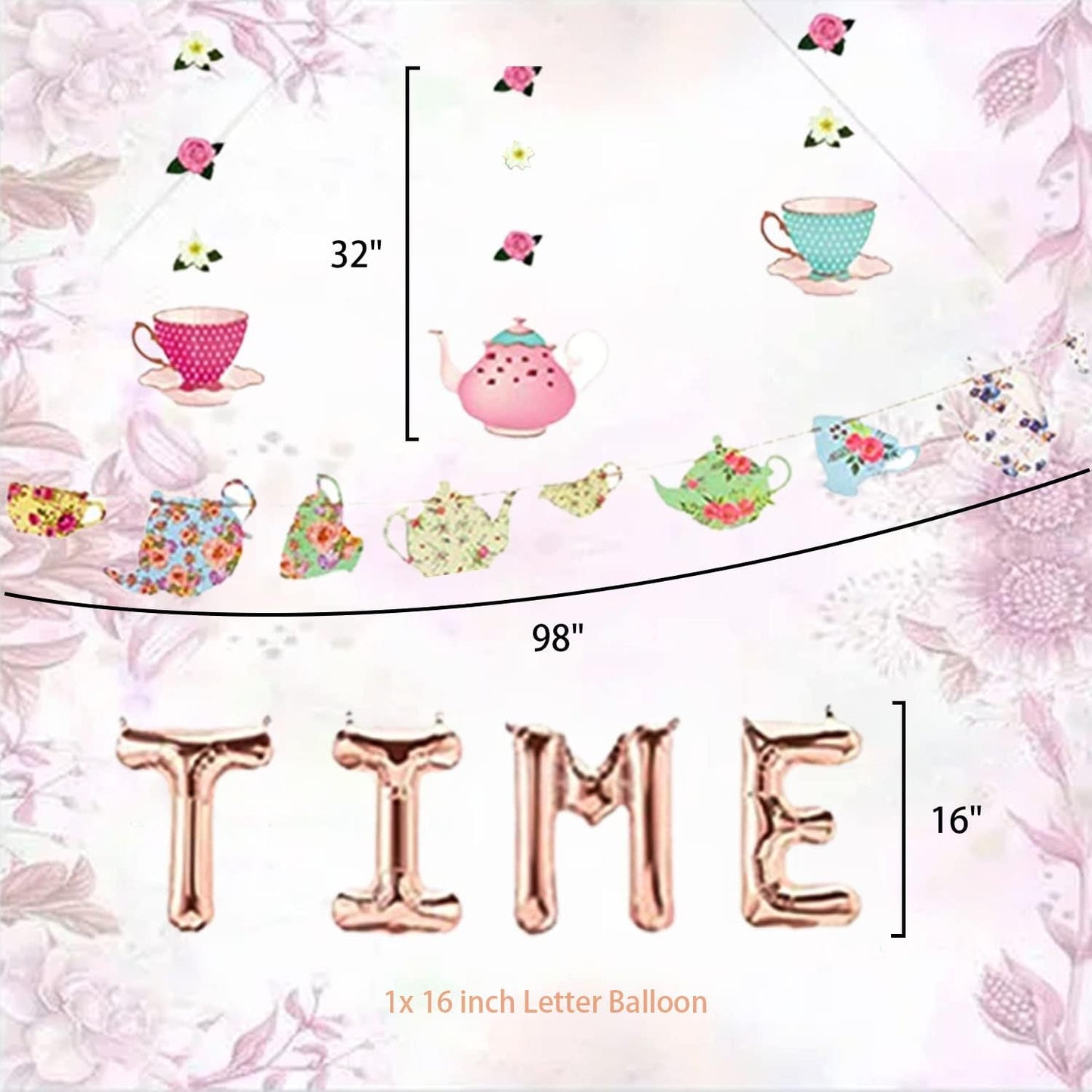 Laventy 5 Pcs Par Tea Time Balloons Tea Party Birthday Banner Tea Party Decorations Let'S Par Tea Party Decor Par Tea Baby Shower Decor Par Tea First Birthday Par Tea 2Nd Birthday