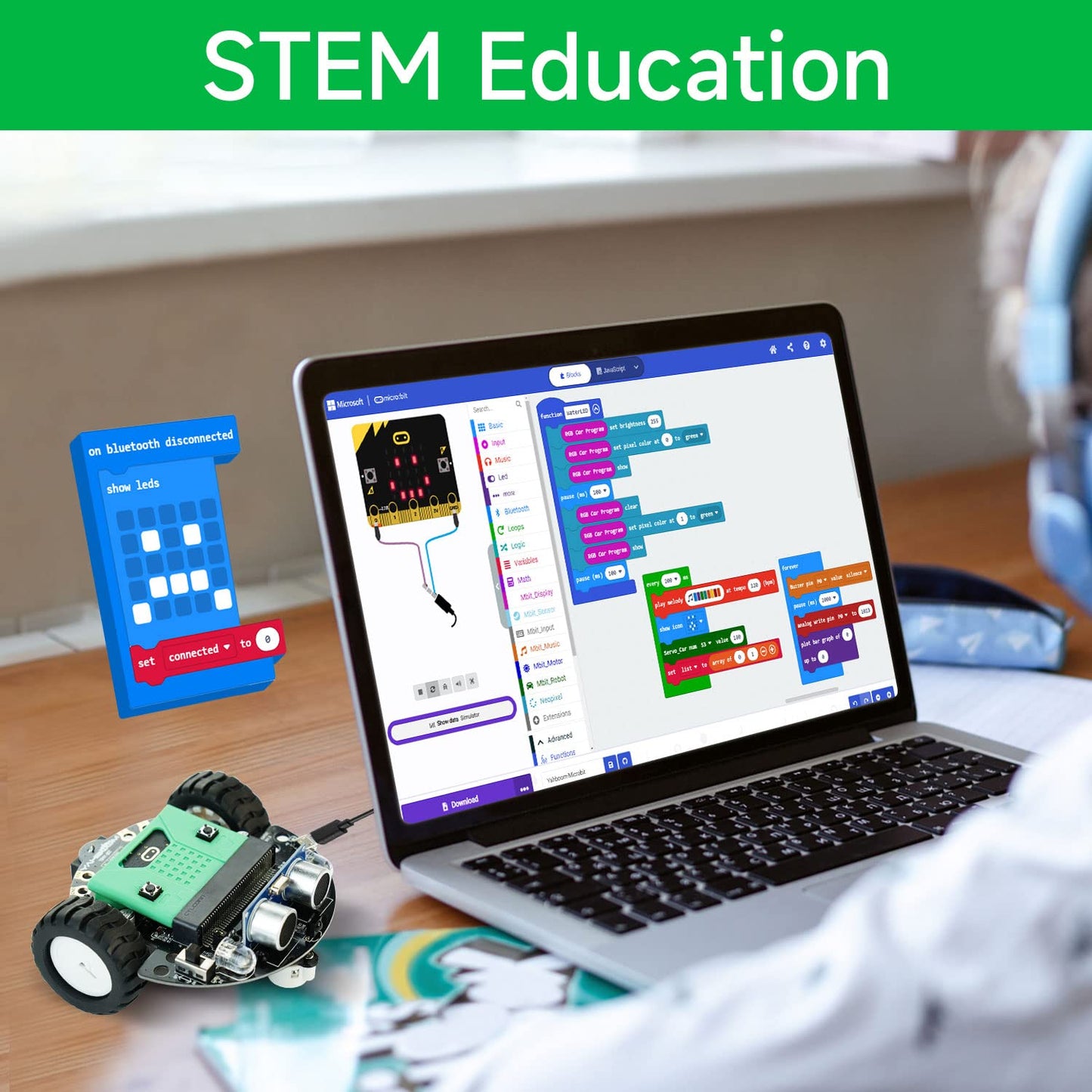 Yahboom Micro:Bit Diy Coding Science Building Kit Smart Toys Car Robotic Kit Learning Educational Stem Projects For Kids Ages 8-