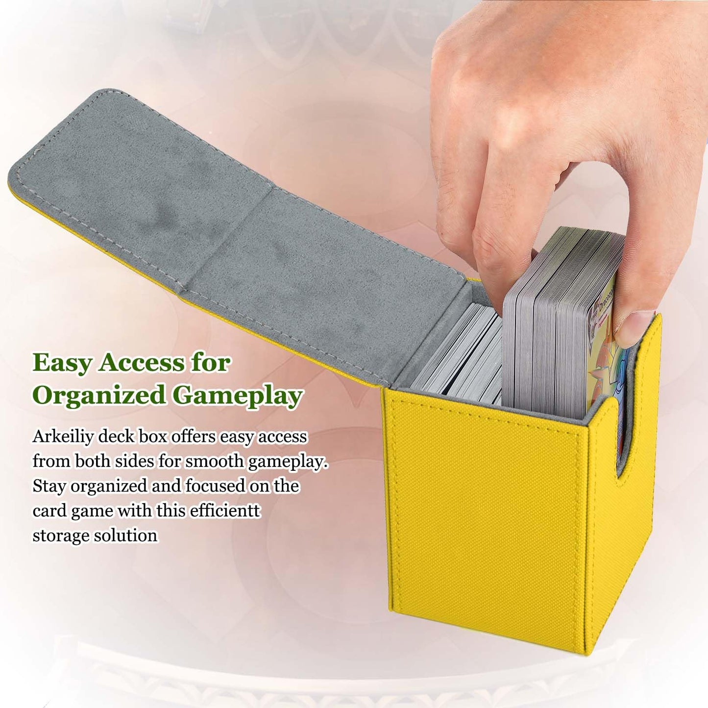 Arkeiliy Mtg Deck Box With 50 Pcs Card Sleeve, 110+ Card Storage Leather Deck Box For Magic Commander, Collectible Trading Card