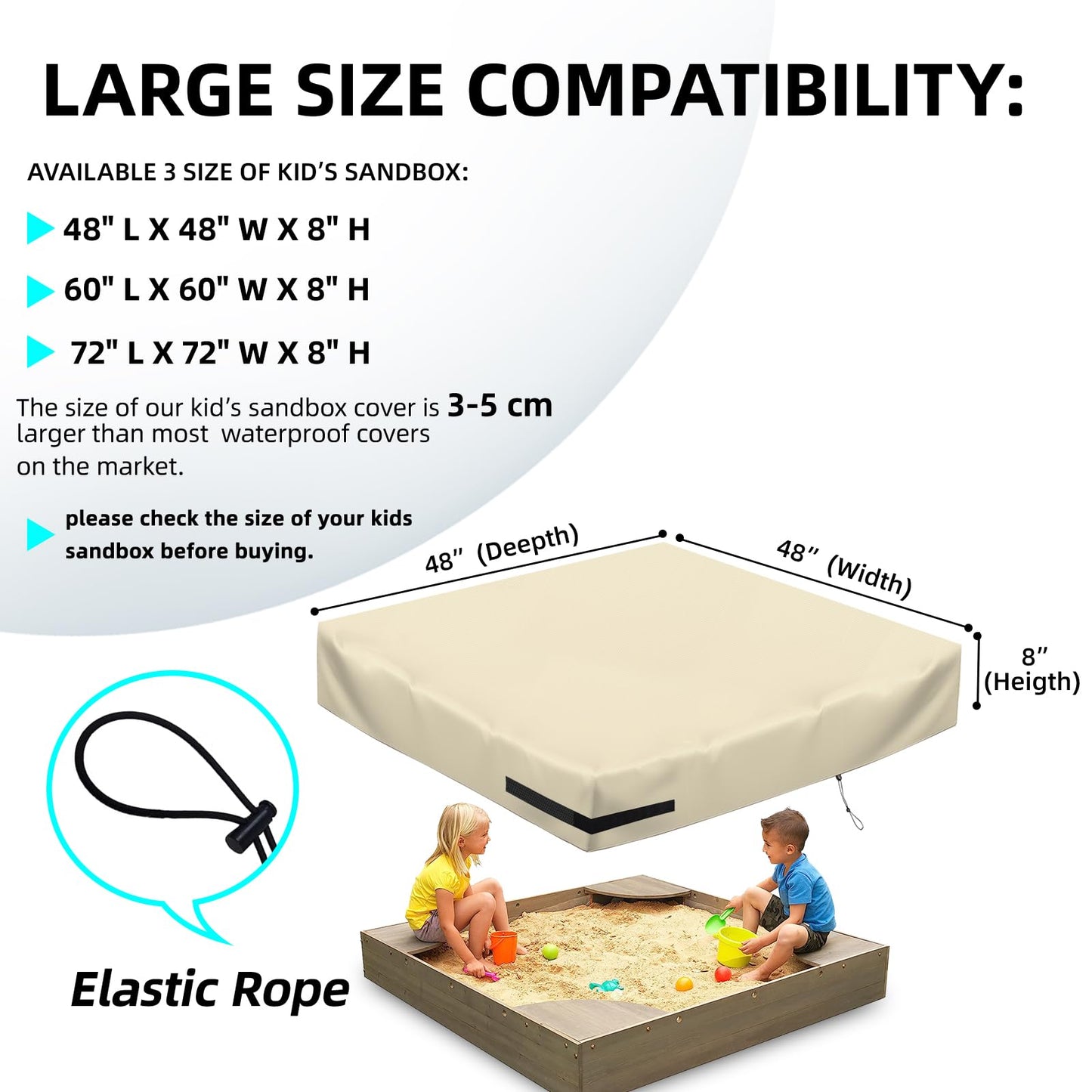 Sandbox Cover, Lid-48In, 420D Waterproof Duty Khaki Sandbox With Cover, Square Sandboxes Sandpit Cover Suitable For Children'S S