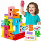 Brightx | Wooden Number Stacking Toy | Montessori Math Learning Blocks For Toddlers & Preschoolers (Ages 25) | Educational Coun