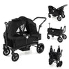 Baby Joy Wagon Stroller For 2 Kids, Collapsible Push Pull Double Stroller Wagon With Adjustable Handle Bar, Removable Canopy, Sa