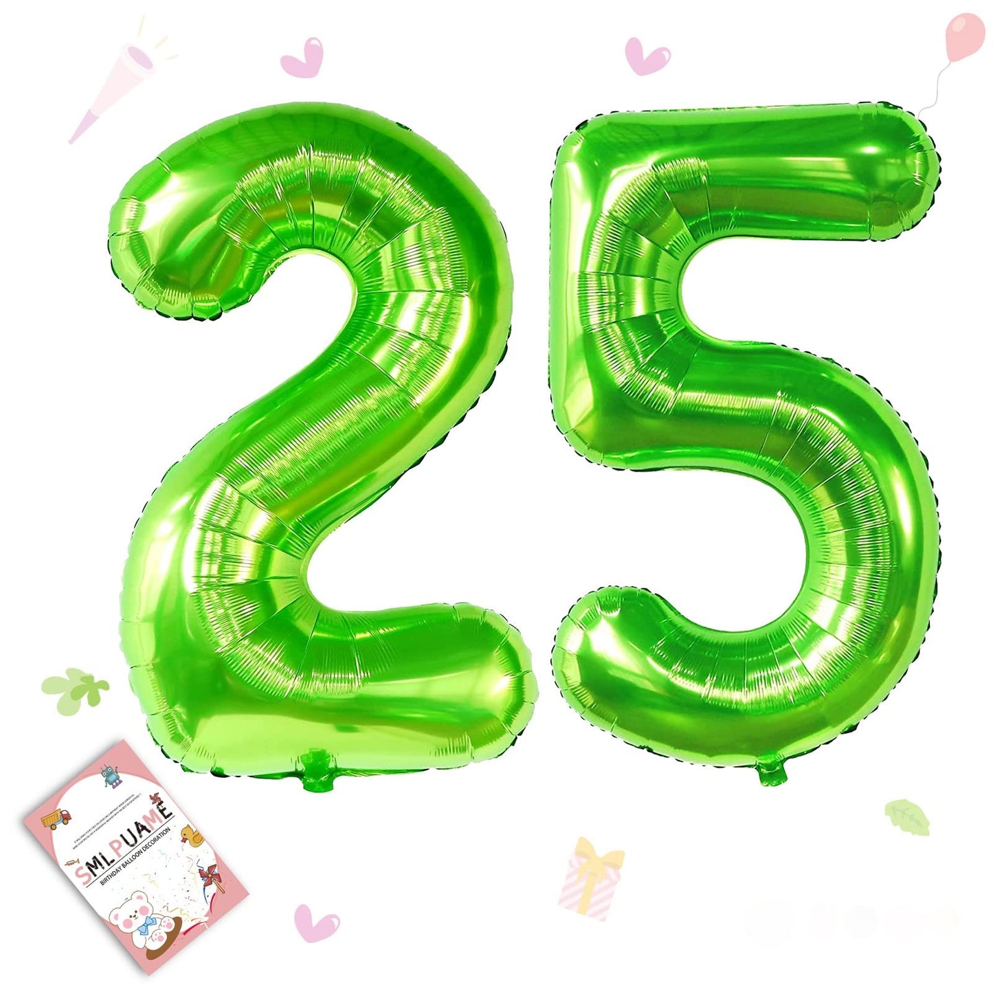 Smlpuame 40 Inch Number Balloon 0-9 Green Large Number 25 Balloons,Digital Balloons For Birthday Party Celebration Decorations S