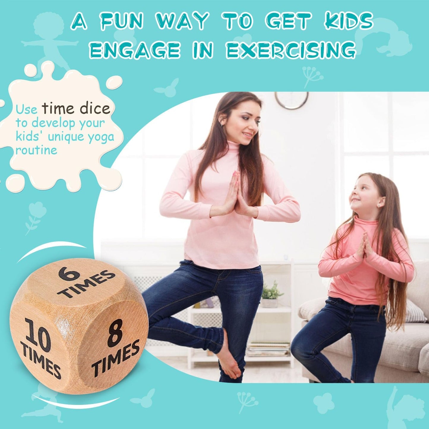 Garybank Kids Yoga Dice With 12 Yoga Cards, 20 Breathing Exercise Cards - Calm Down Corner Supplies, Yoga For Kids Solo Or Group, Fun Exercise Dice Game For Kids Workout Equipment,Christmas Yoga Gifts