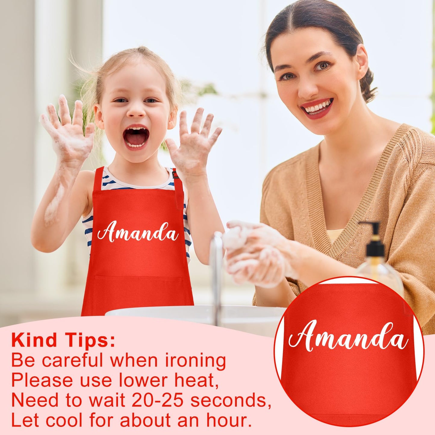 Bouiexye 5 Pack Kids Apron Adjustable Children Apron with 2 Pockets Children Chef Painting Aprons for Cooking Baking Painting Cr