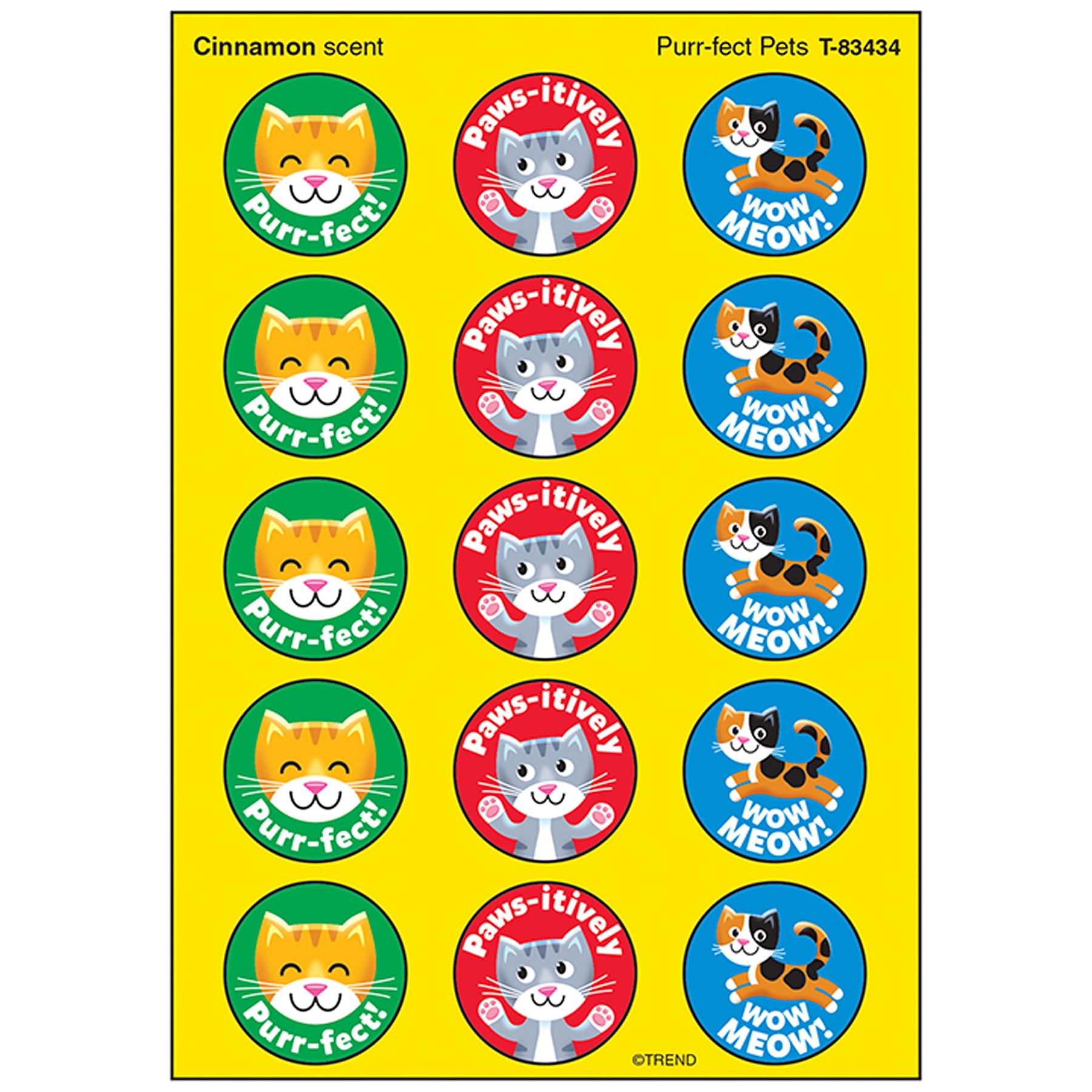 Trend Purr-FECT Pets/Cinnamon Stinky Stickers, Classroom Incentives, 60 Count