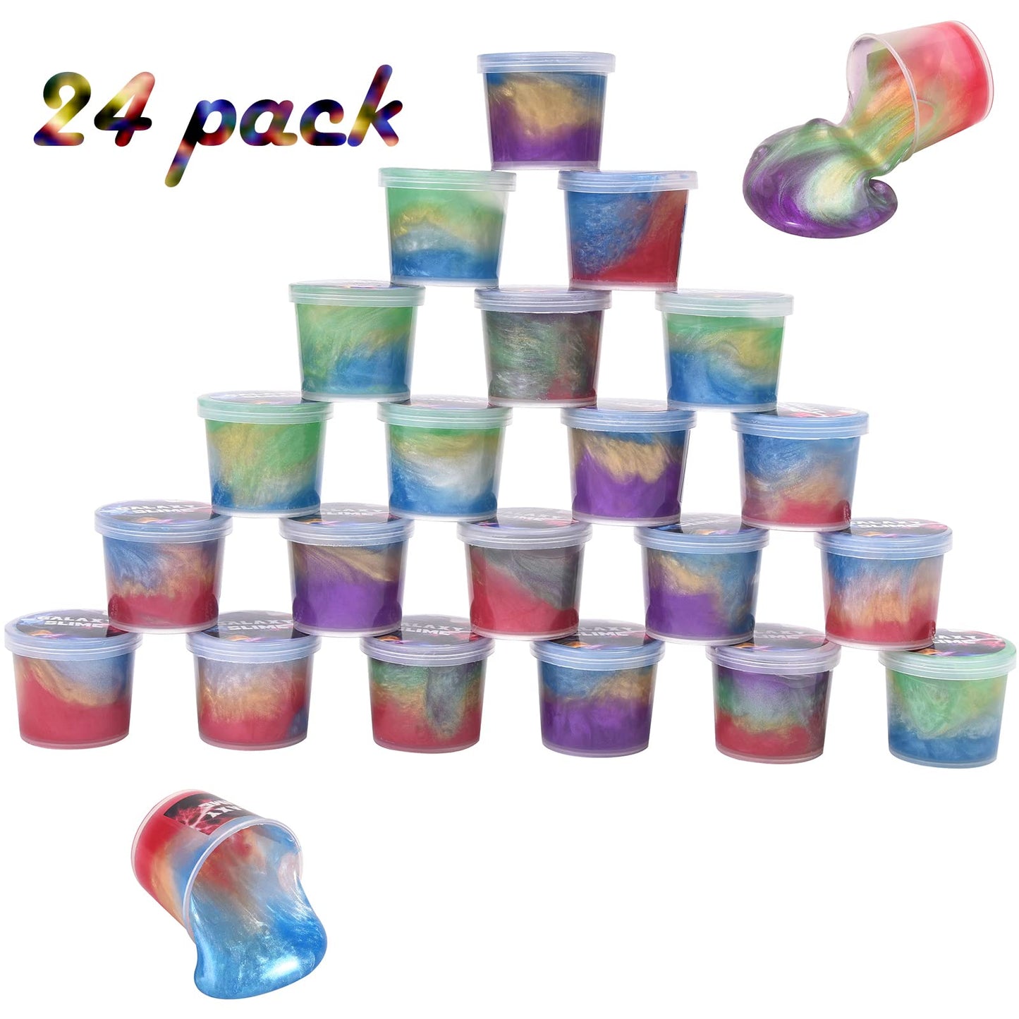 Kids Party Favors Slime Putty, 24 Pack Galaxy Slime Bulk, Crystal Slime For Goodie Bag, Stress Relief Toys, Tactile And Visual S
