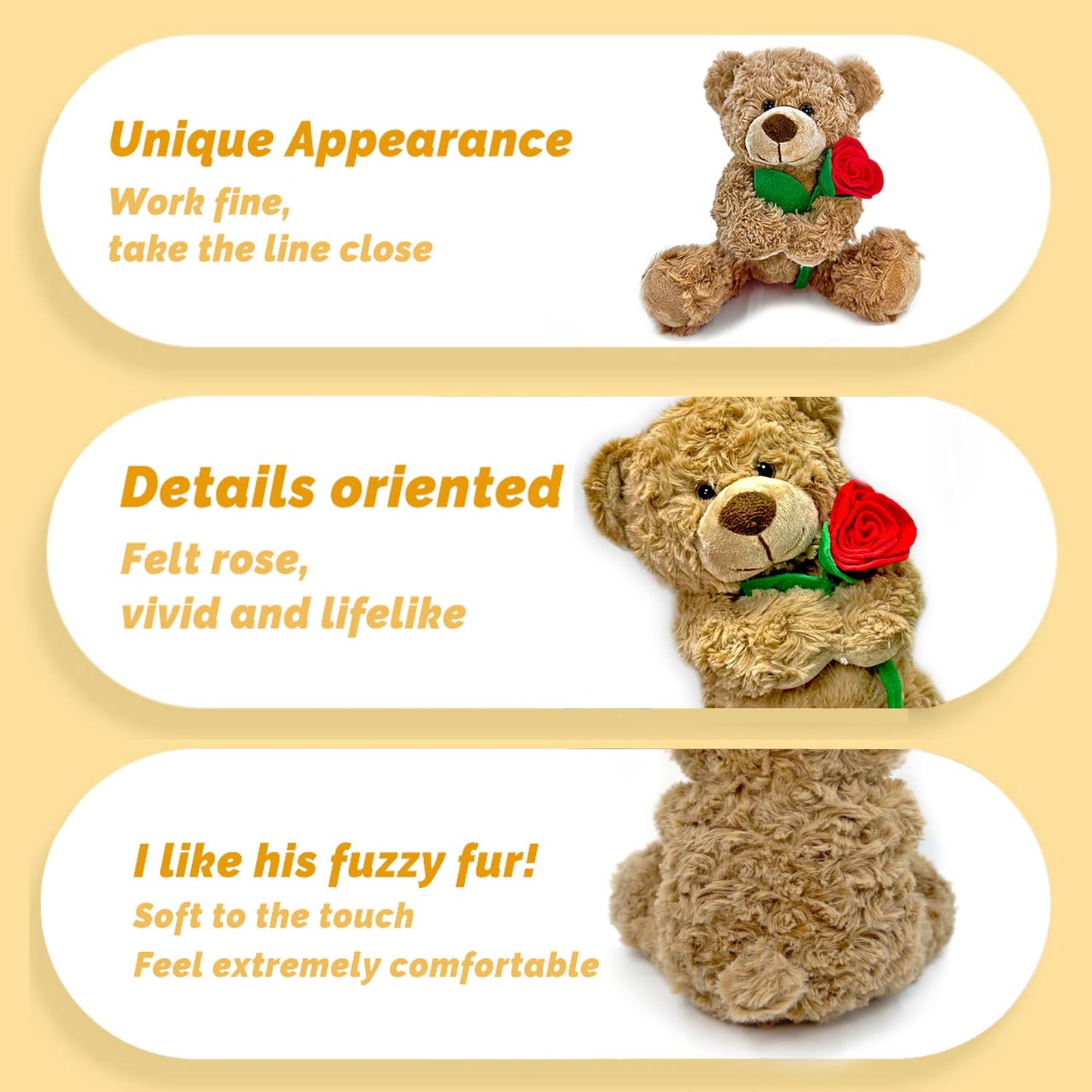 Yolinyoish Brown Teddy Bear Plush Toy With Rose Cute Stuffed Animal For Girlfriend Mom Anniversary Valentines Birthdays Gifts 12