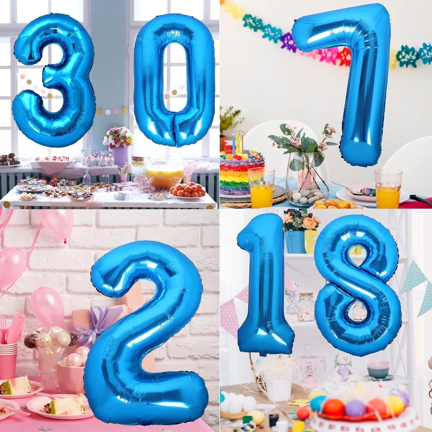 Uwpvowsr 40 Inch Large 80 Number Balloons Blue, Big Foil Number Balloons, Giant Helium Happy 80Th Birthday Party Decorations For