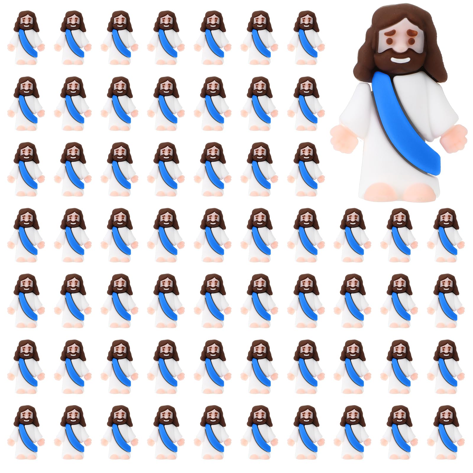 Bememo 100 Pcs Jesus Toys Original Design Mini Rubber Little Jesus Figurine To Hide And Seek Religious Party Favors Sunday Schoo