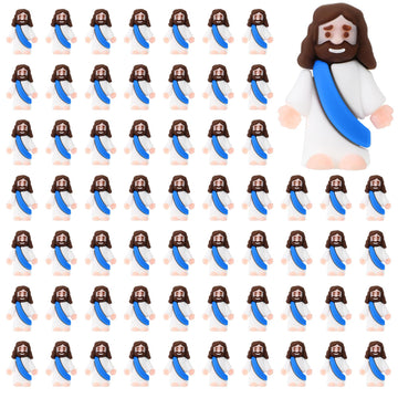 Bememo 100 Pcs Jesus Toys Original Design Mini Rubber Little Jesus Figurine To Hide And Seek Religious Party Favors Sunday Schoo