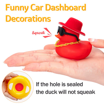Wonuu Car Accessories Rubber Ducks Dashboard Decorations Rubber Duck Pink Accessories Dashboard Duck Car Decorations Car Ducks For Dashboard Car Duck Car Dashboard Decorations, Bg-Red-Tophatred