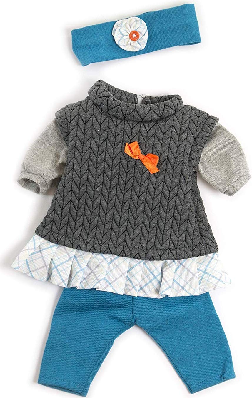 Miniland Clothes For Dolls 15'' Mild Weather Grey Set - Quality, Role Play, Educational
