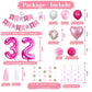 Sweet 32Nd Birthday Decorations For Women, Pink And White 32 Happy Birthday Balloons, 32Th Birthday Party Supplies Including Pin