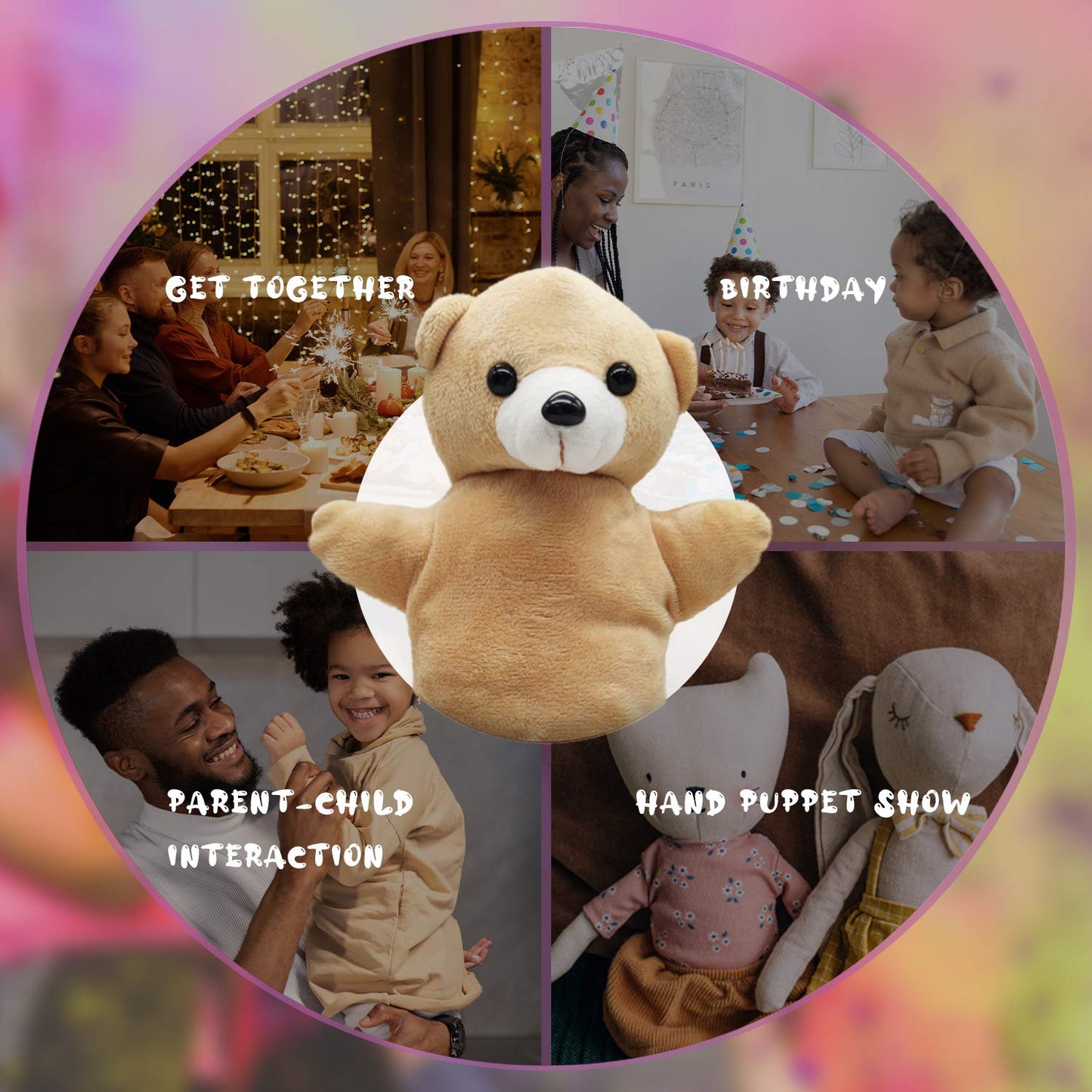 Yolococa Hand Puppets Animal Hand Party Toy For Kids, Soft Plush Puppet, 5 Pack