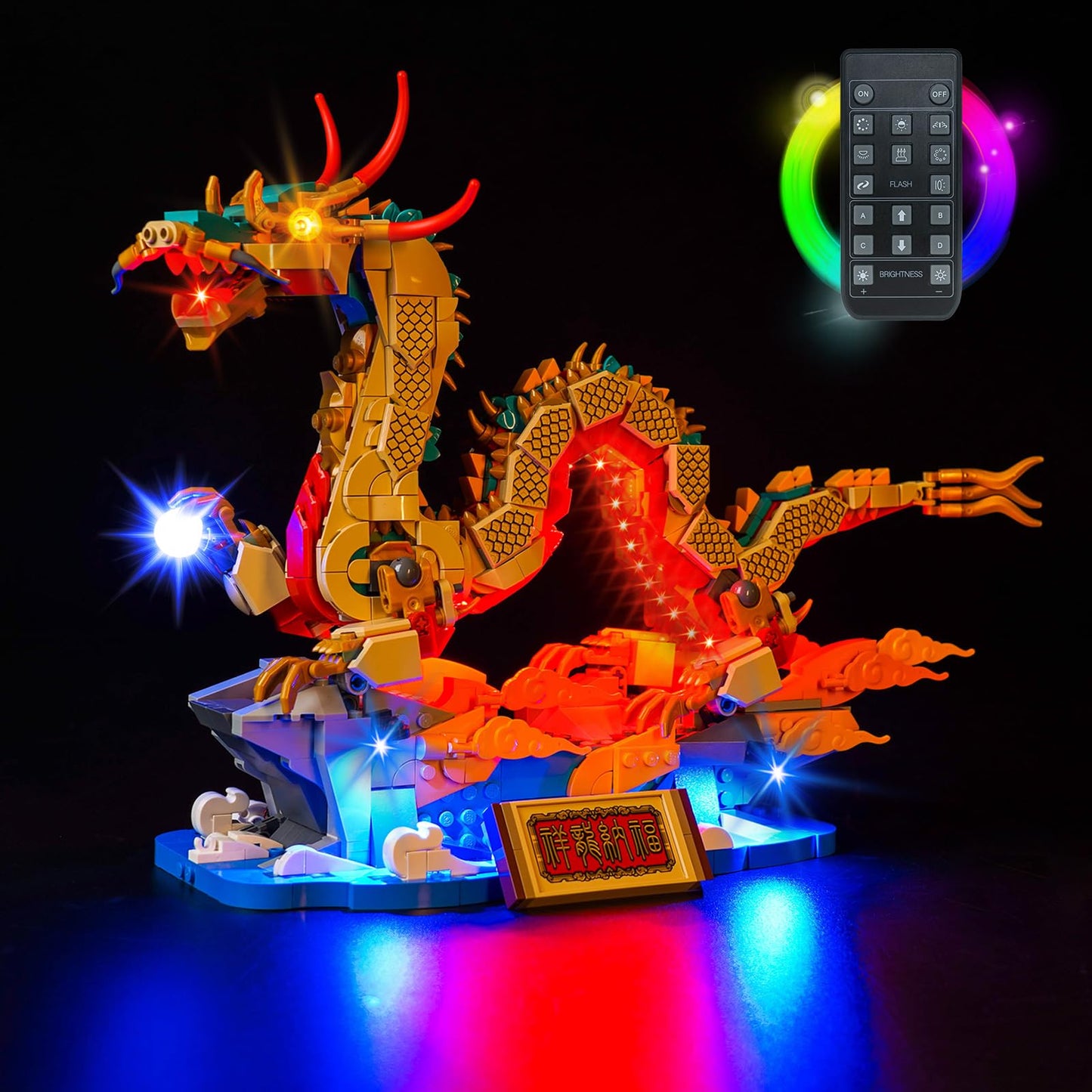 Hilighting Upgraded Led Light Kit for Lego Auspicious Dragon Building Set  Remote Version Compatible with Lego 80112 Model  Gift Idea for mature-themeds mature-themed Builders and Fans (Model Not Included)