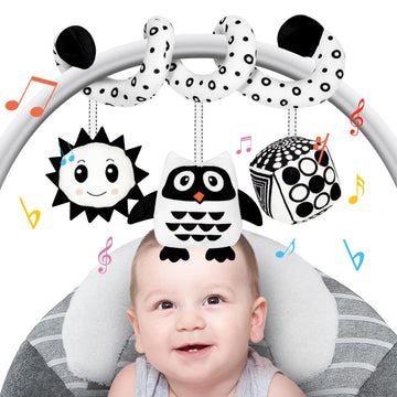 Fati Car Seat Toys For Babies 0-6 Months, Black And White High Contrast Toys For Infants 0-3 Months, Sensory Toys For Newborn 3-