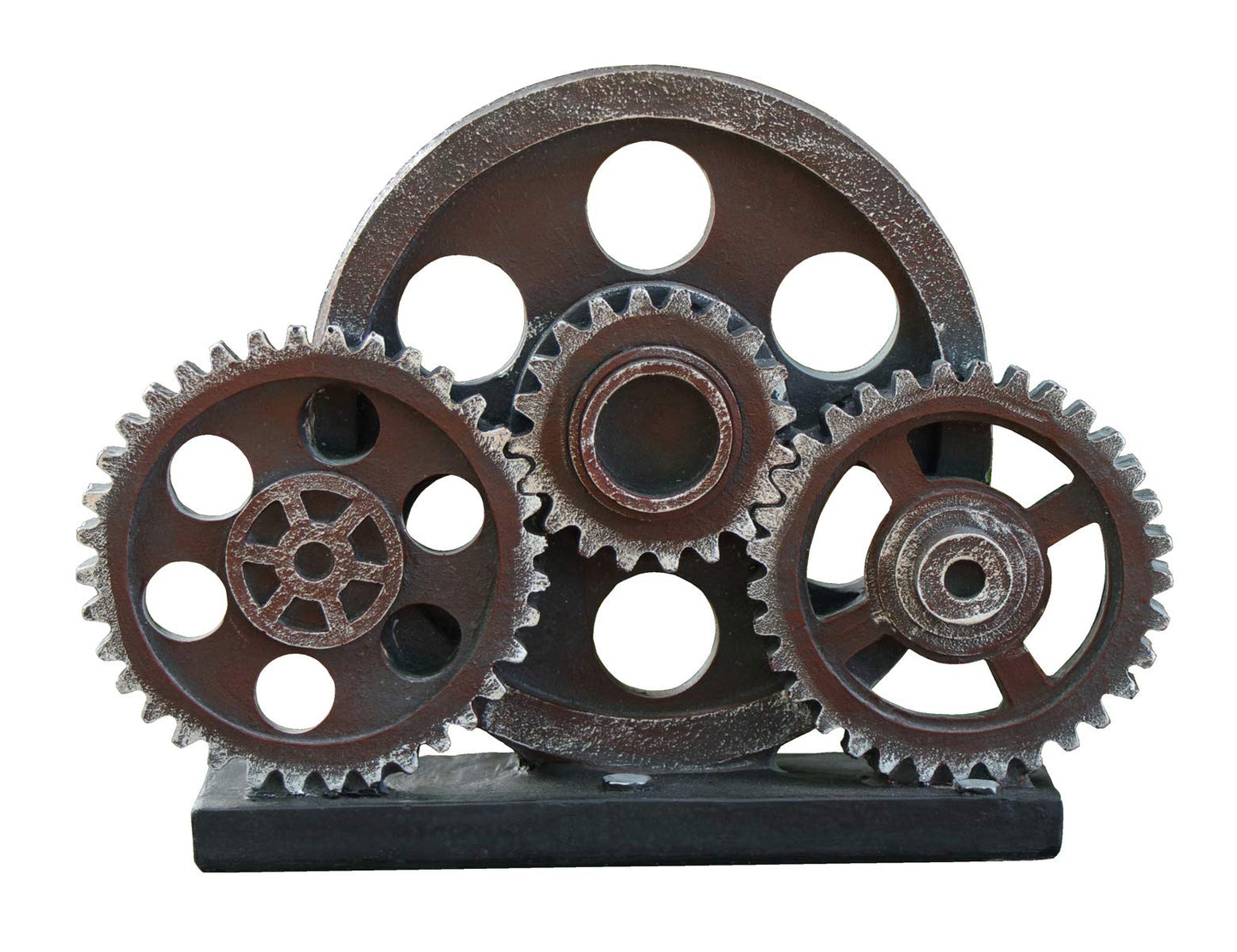 Rmdusk Industrial Steampunk Gear Train Figurine, Cog Wheel Statue, Resin Model, Home Bar Décor Ornament 7.7 H Copper -Like New