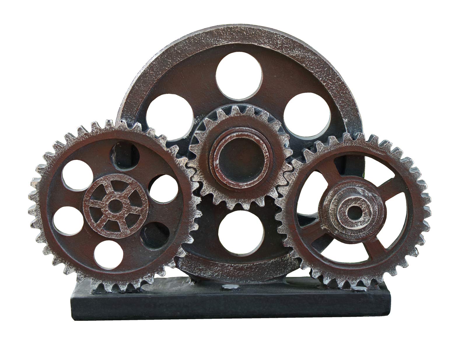Rmdusk Industrial Steampunk Gear Train Figurine, Cog Wheel Statue, Resin Model, Home Bar Décor Ornament 7.7 H Copper -Like New