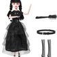 Dbywiub Fashion Dolls With Accessories, 11.5 Inch Girls Halloween Christmas Doll, Soft Body & Black Hair, Black Dress