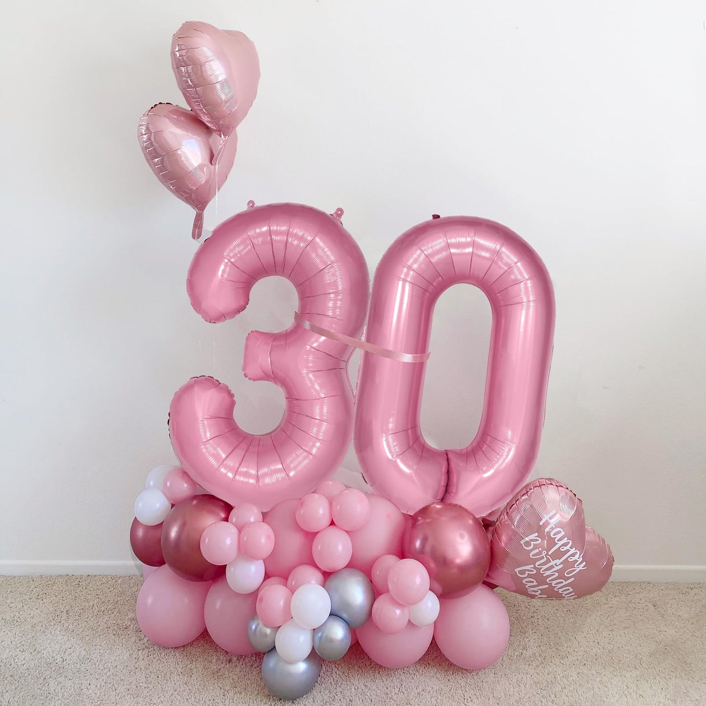 Paticool 40 Inch Pink Number Balloon 0, Large Number Foil Mylar Balloons For Birthday Party Celebration Decorations Supplies, Di