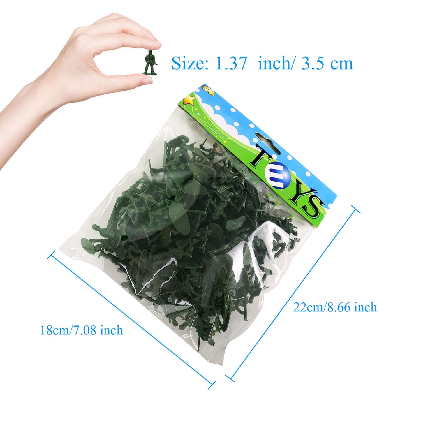 Haptime 100-Piece Army Men Toy Soldiers Set, Various Poses, Green Action Figures For Kids & Children