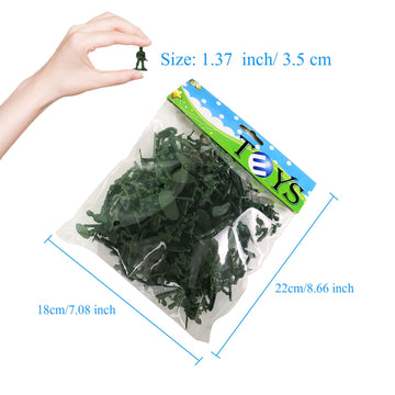 Haptime 100-Piece Army Men Toy Soldiers Set, Various Poses, Green Action Figures For Kids & Children