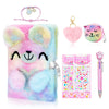Homicozy Bear Diary For Girls With Lock And Keys, Kids Journal School Travel Notebook Gift Set For Writing And Drawing,Plush Secret Diary With Multicolored Pen Stickers Purse Keychain