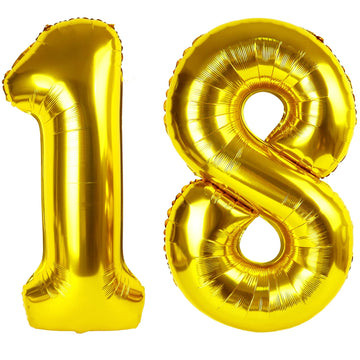 Gold 18 Balloon Numbers 40 Inch, 18Th Birthday Decorations For Boys Girls, Number 18 81 Balloons, Large Foil Mylar Balloons For