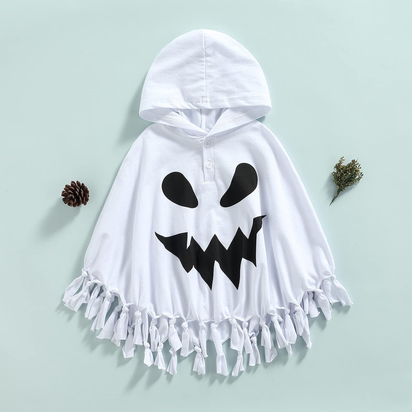 Wasaigood Infant Baby Halloween Cloak Toddler Kids Girls Boys Ghost Hooded Cosplay Clothes White Halloween Poncho Cape (White,4-