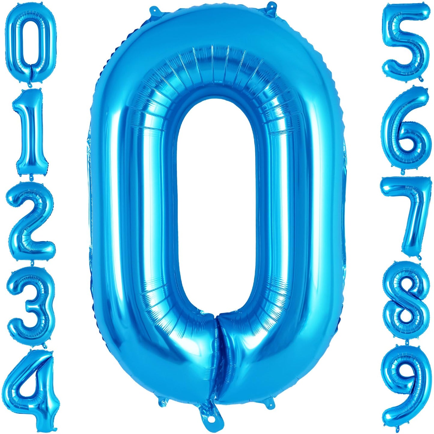 Blue Number 0 Balloon 40 Inch, Big Large Foil Helium Number Balloons, Jumbo Giant Mylar Number 0 Balloons For Birthday Party Dec