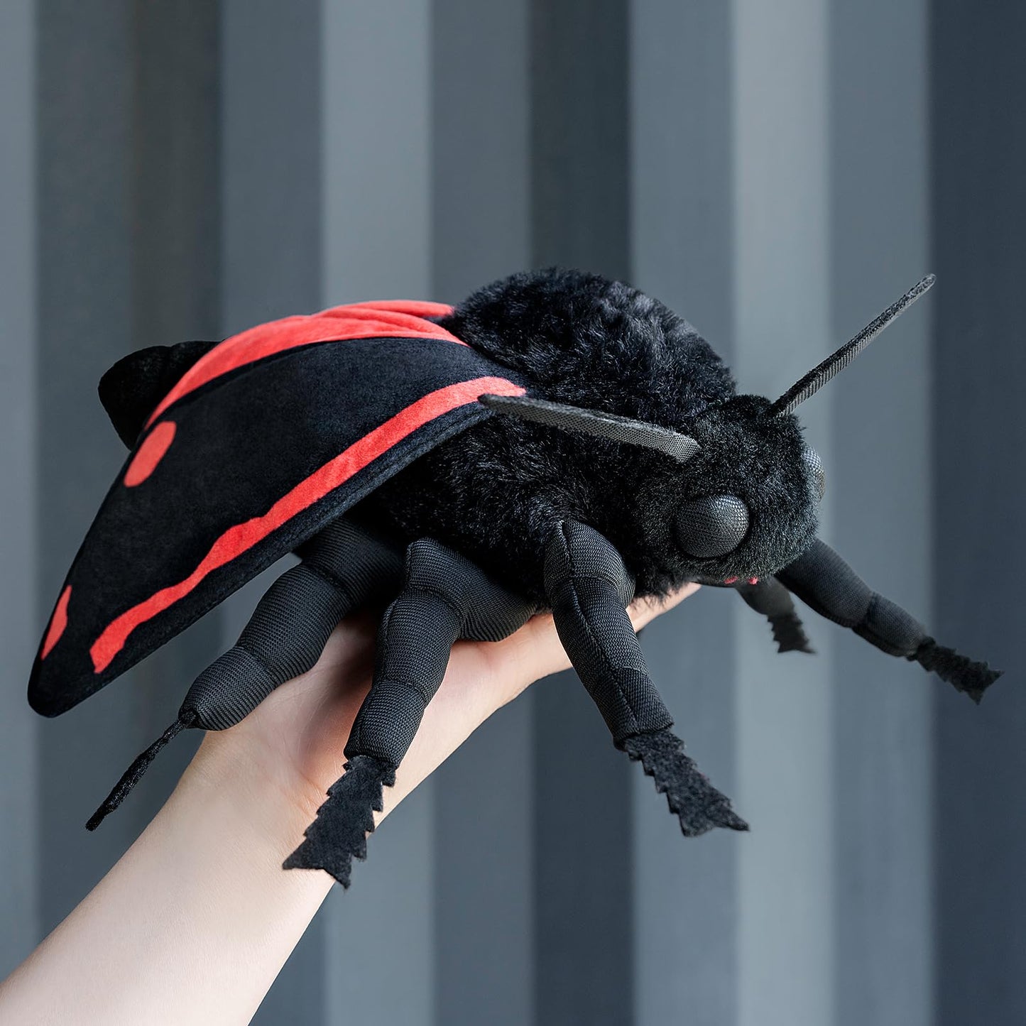 Zhongxin Made Cinnabar Moth Plush Toy - Lifelike Cinnabar Moth Stuffed Animals 11In, Realistic Soft Big Wings Moth Toys, Unique Plush Collection For Kids