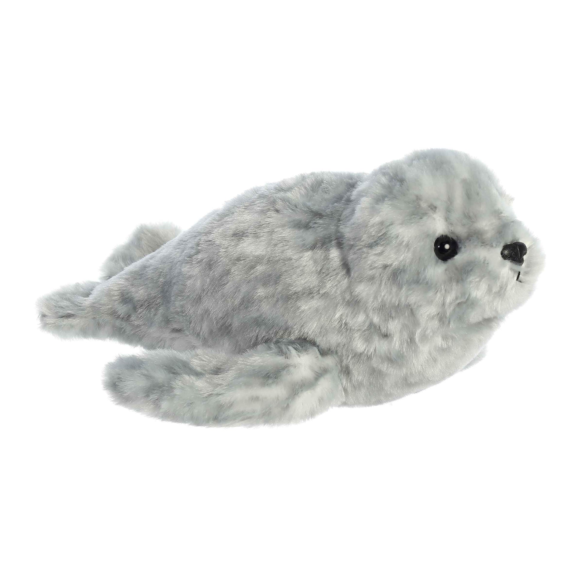 Aurora® Adorable Mini Flopsie™ Harbor Seal Stuffed Animal - Playful Ease - Timeless Companions - Gray 8 Inches