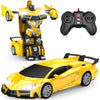 Qumcou Remote Control Car, Transform Robot RC Cars with Cool Headlights, 2.4Ghz Kids Toys Car with 360 Degree Rotation and One-B