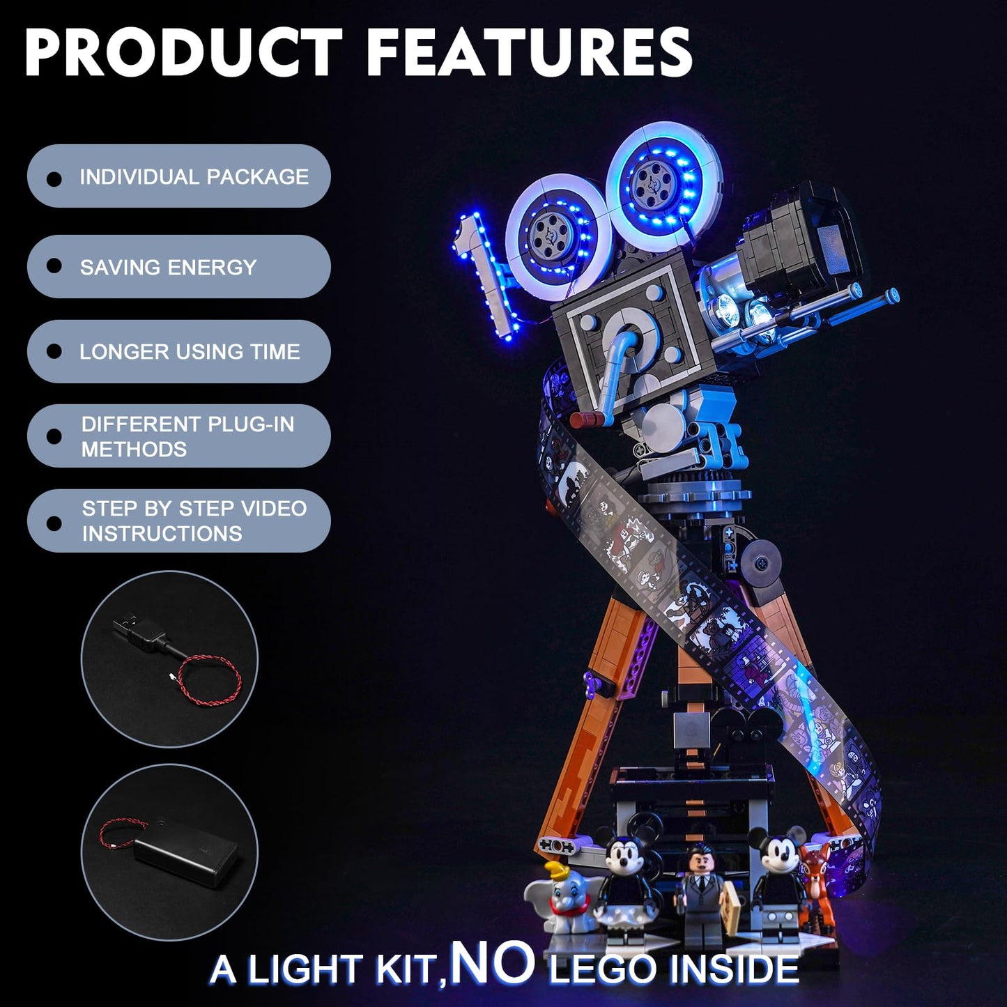 Brickbling Led Light Compatible With Lego 43230 Walt Tribute Camera, Creative Lighting Kit Compatible With Lego Camera-No Model