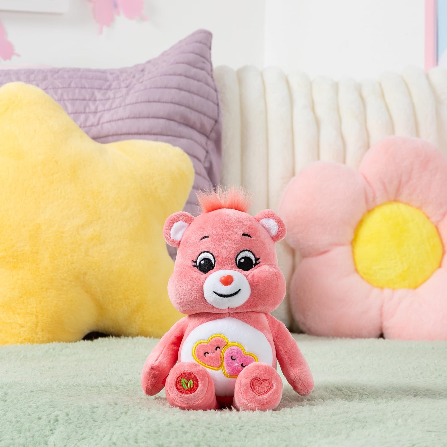 Basic Fun Care Bears 9" Love-A-Lot Bear Plush Toy, Multi Color, Soft Cuddly Stuffed Animal for Kids Aged 4+