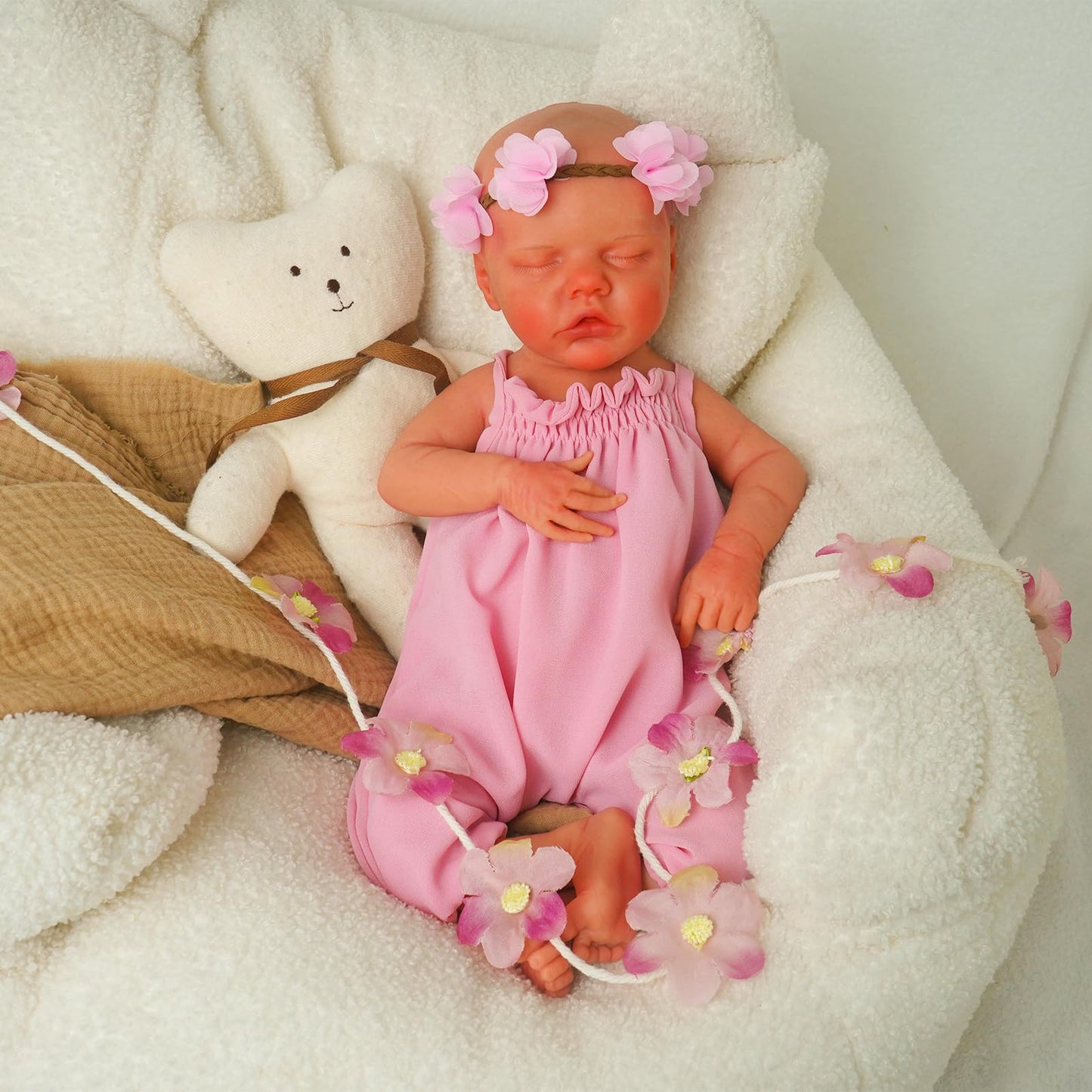 Softmary 18-Inch Full Silicone Newborn, Lifelike Reborn With Realistic Veins, Sleeping Realistic Silicone Newborn