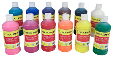 School Smart Tempera Paints For School And Arts And Crafts Use, 16 Ounces Each, Assorted Colors, Set Of 12